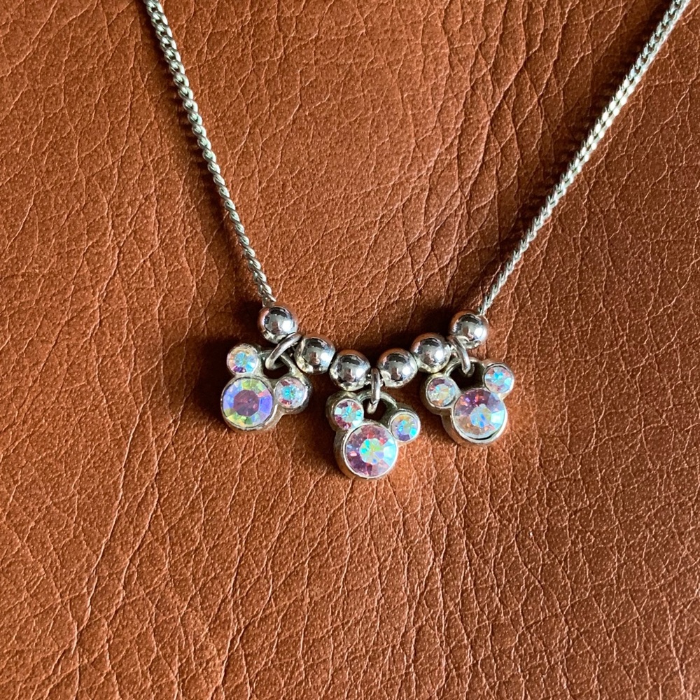Disney Mickey Mouse Rhinestone Silver Necklace